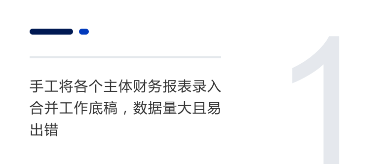 手工將各個主體財務報表錄入合并工作底稿，數據量大且易出錯